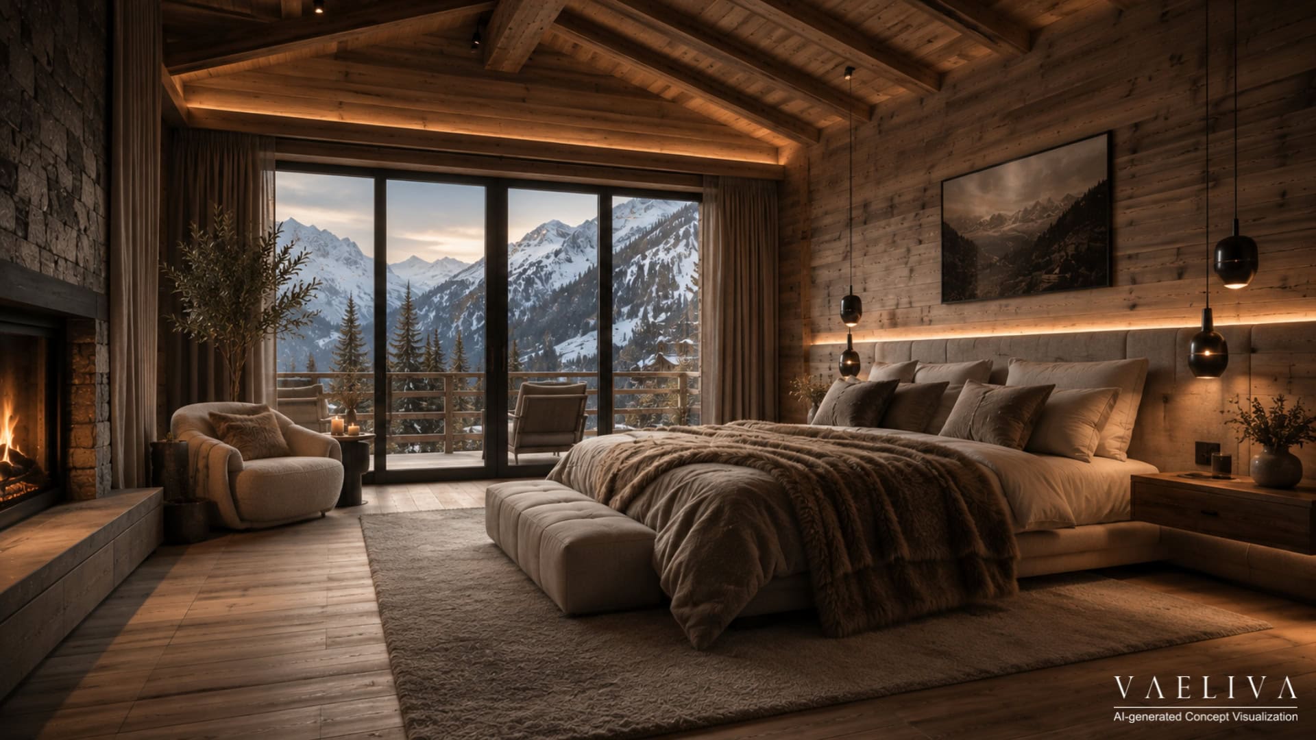 Modern Alpine bedroom — House 001