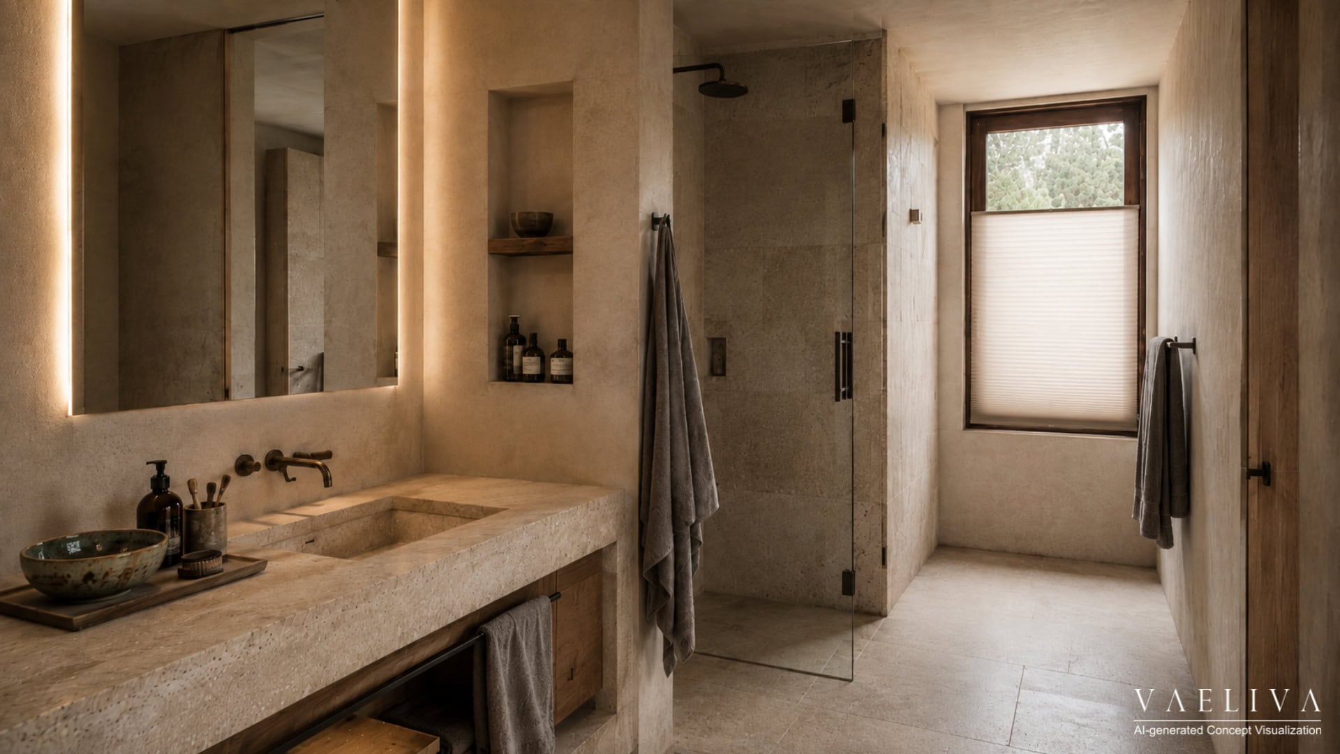 Modern Mediterranean Bathroom — House 001