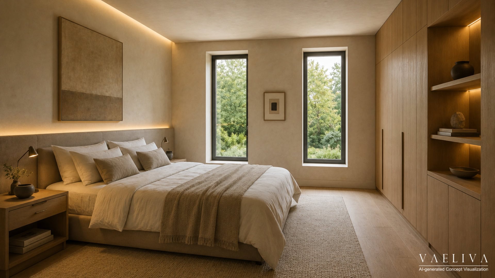 Warm Minimalism Bedroom — House 001